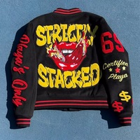 Veste de baseball personnalisée avec logo brodé, en laine, pour homme, noire, coupe courte, avec patch brodé en chenille, veste universitaire, fabricants