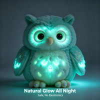 Peluche hibou phosphorescente, jouet lumineux sans piles, vente en gros OEM personnalisée, compagnon de sommeil doux pour enfants