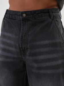 Unisex High Rise Wide Leg Baggy Denim Jeans Black Vintage Style - Product Image 5