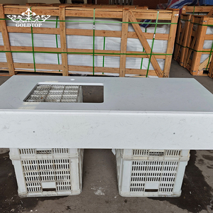 GOLDTOP OEM/ODM stainless steel stand white <b>artificial</b> marble vanity tops with basin for hotel and apartment bathroom project - Product Image 5