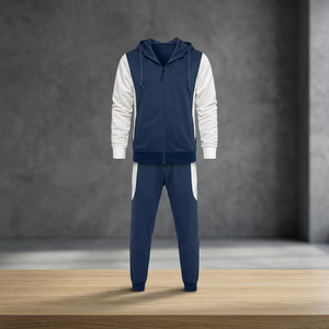 Survêtement homme avec empiècements contrastés, fermeture éclair sur le devant, 80% coton, 20% polyester - Product Image 2