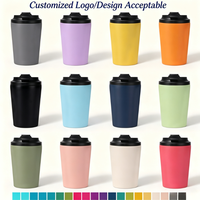 Vente en gros de gobelets à café en acier inoxydable à double paroi isolés sous vide de 12 oz avec couvercle anti-fuite, tasse de voyage réutilisable pour le bureau