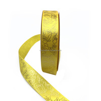 1 Inch In Voorraad Polyester Custom Luxe 3d Goudfolie Roos Patroon Reliëf Cake Versierd Vlek Lint