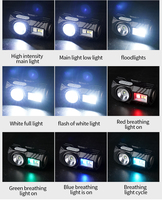 Mini lampe frontale à clipser avec source lumineuse LED, USB XPE+LED 650 mAh 400 lumens, détecteur de mouvement pour camping et pêche en extérieur, lanterne COB