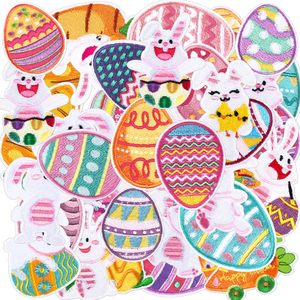 Parches Termoadhesivos y Cosidos Personalizados de Conejito de Pascua, con Diseño de Conejo y Huevo, Resistentes a los Rayos UV, de Tacto Suave y Duraderos para Transferencia Térmica, para Manualidades de Primavera - Product Image 1