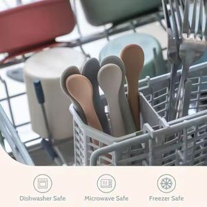 Cuchara de Silicona para Bebés, Segura, Libre de BPA, de Grado Alimenticio, Suave, para Entrenamiento, Linda, con Mango Largo y Flexible - Product Image 2