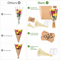 Kit de sacs en papier kraft écologiques de luxe pour emballer des fleurs, avec ruban, étiquette dorée, logo personnalisé en usine, vente en gros