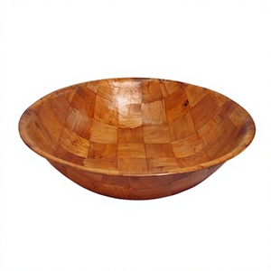 Vente en gros BS INTERNATIONAL Bol de service vintage en bois poli 100% naturel, écologique et durable, plat de service pour salade, pour les fêtes - Product Image 2