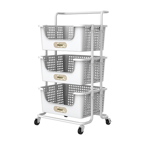 Sturdy polypropylene and steel trolley <b>rack</b> with L-shaped design, perfect for organized <b>storage</b> <b>holders</b> and <b>racks</b> durability - Product Image 3