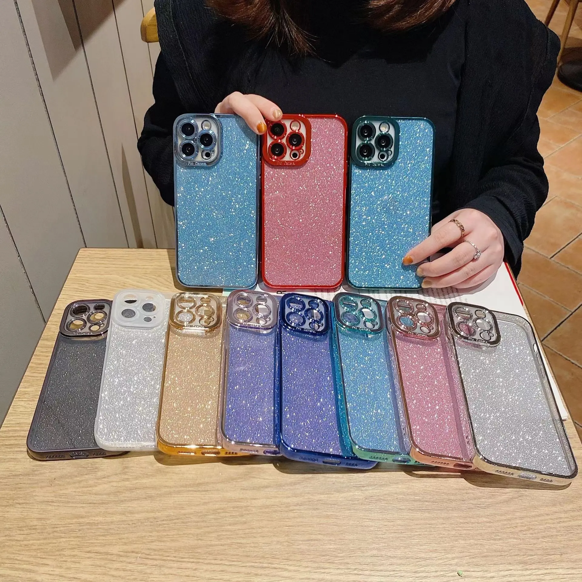 Modern stylish shiny phone case design for iphone15 14 13 12 phone case glitter bling girls phone cover for iphone 16 pro max