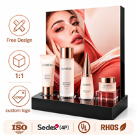 Support d'affichage de beauté en acrylique personnalisé, présentoir de comptoir transparent coloré avec logo pour produits cosmétiques