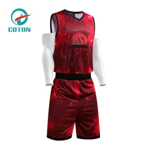 custom nigeria Quick Dry burgundy and yellow intramural Mesh sublimation basketball jerseys