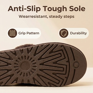 Chaussons fermés légers en faux daim avec bordure en fausse fourrure de lapin, épais et chauds - Product Image 6