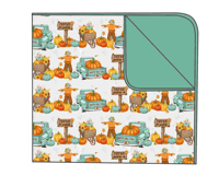 Couverture à imprimé gingham citrouille Halloween, motif feuille d'érable automne, pour canapé et lit, personnalisable – Grande Vente