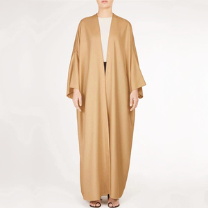 Ropa Turca al por Mayor, Abaya Maxi Abierta, Abaya Islámica Abierta por Delante, Ropa Islámica, Vestido Maxi <span class=keywords><strong>de</strong></span> Color Sólido - Product Image 5