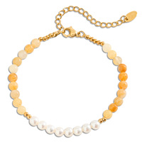 Bracelet Dina en perles d'eau douce, pierres colorées, plaqué or 18 carats, acier inoxydable, empilable, bijoux pour femmes