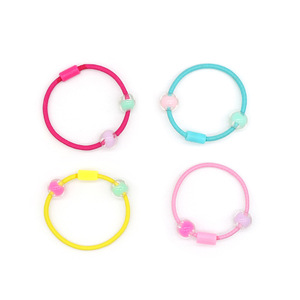 Attaches pour cheveux couleur bonbon avec perles pour enfants et filles, usage quotidien, style corde en caoutchouc, accessoires pour cheveux - Product Image 5