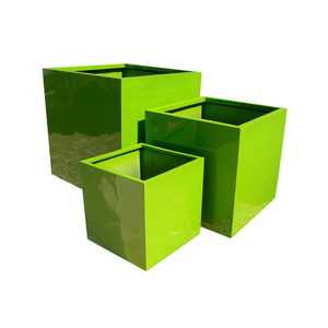 Grand pot carré en fibre de verre pour décoration intérieure et extérieure, pot à fleurs moderne pour jardin, bon prix pour l'aménagement paysager - Product Image 1