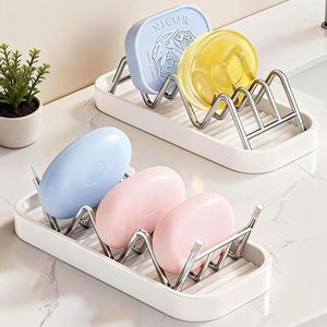 Soap Dish Soap Holder Rectangular Self <b>Drain</b> Bathroom Countertop Storage <b>Rack</b> Household Kitchenware - Product Image 4