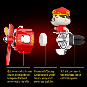 Ambientador para Coche Pequeño Dios de la Fortuna, Diseño de Hélice Roja, Clip de Ventilación, Decorativo de Dibujos Animados, Fragancia de Plástico, Evaporación Natural - Product Image 5