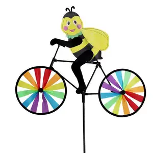 Arco Iris Spinner molino de viento gato perro Tigre en bicicleta DIY bicicleta viento Spinner Whirligig jardín césped decorativo Gadgets niños Juguetes