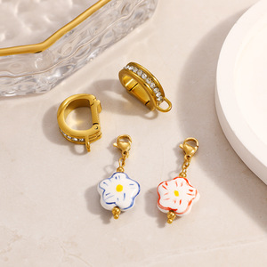 Accesorios YML&Bikini con Diamantes Incrustados en Forma <span class=keywords><strong>de</strong></span> D Ovalados, se Pueden Usar como Colgantes, Chapados en Oro <span class=keywords><strong>de</strong></span> 18K, Resistentes al Agua - Product Image 3