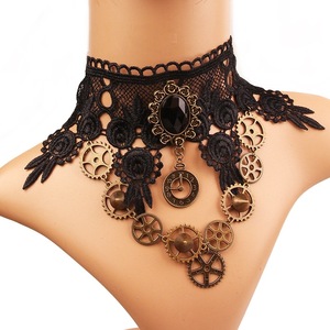 Collier gothique steampunk, collier ras du cou vintage, faux collier de style européen et américain, fabricant de colliers en cuir coniques punk gothiques. - Product Image 2