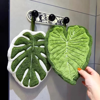 Green Plant Creative Hand Towel Handkerchief Kitchen Towels Super Absorbent Hanging Cleaning Cloth Bathroom Accessories