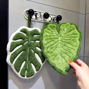 Toalla de <span class=keywords><strong>mano</strong></span> creativa con diseño de planta verde, pañuelo de cocina, paño de limpieza colgante súper absorbente, accesorios de baño - Product Image 5