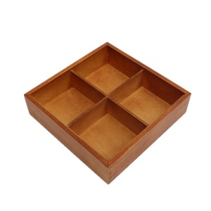 Wooden Divided <b>Storage</b> <b>Tray</b> 4 Compartments Square Snack Plate For Dried Fruit And Candy Organization - Product Image 1