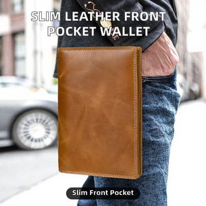Cartera de hombre de negocios con bolsillo frontal, cierre abierto, corta, de cuero genuino, impermeable, para licencia de conducir y tarjetas de crédito - Product Image 2