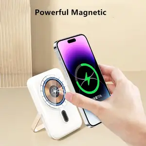 15W Wireless PD 20W Fast Charging Mini Portable LED Digital Display Large Capacity 10000mAh Power Bank Magnetic With Phone Stand