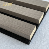 Panneau insonorisé de placage enveloppé ignifuge écologique à 3 côtés Panneaux acoustiques à lattes en bois Akupanel Insonorisation