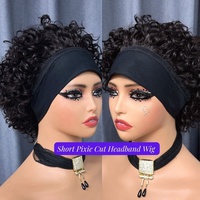 Perruques en cheveux naturels pour débutantes, vente en gros, perruques bandeau courtes de 6 pouces en cheveux indiens bruts, coupe pixie, pour femmes noires
