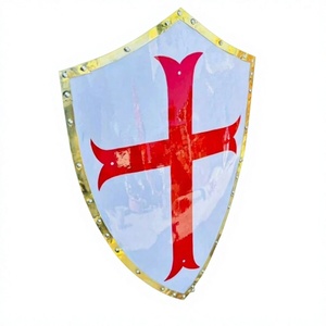 Écusson médiéval de la Croix Rouge des Templiers en métal, avec motif sculpté, rond de 22 pouces, pour fête d'anniversaire et décoration intérieure - Product Image 4