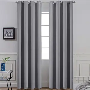 Bindi Room Darkening Gray Blackout Curtains Thermal Insulated Grommet Grey Curtain Panels For The Living Room