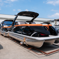 Bateau ponton de luxe S-22A en aluminium, 12 places, arche sportive électrique, console premium pour croisière familiale et loisirs