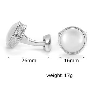 Fashion French Big White Round Zircon Cufflinks for Men Luxury Men's <b>Shirt</b> Metal Alloy Cufflinks - Product Image 6