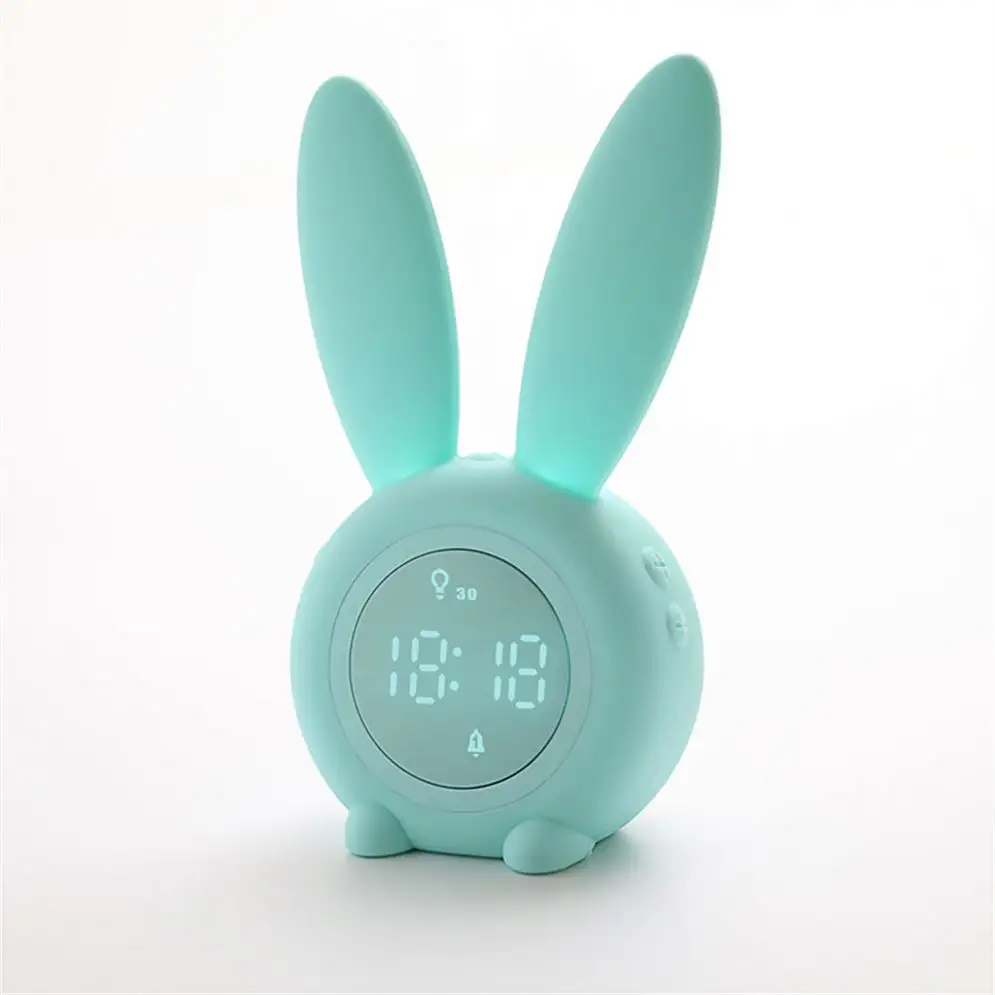 Xách Tay Dễ Thương Thỏ hình dạng kỹ thuật số Đồng hồ báo thức với LED ánh sáng ban đêm chức năng bảng đồng hồ Treo Tường Đèn cho trang trí nội thất