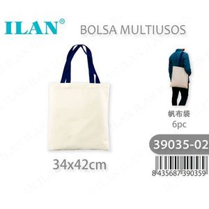 Borsa in tela multiuso Ilan 34x42cm blu navy con manico - Product Image 3