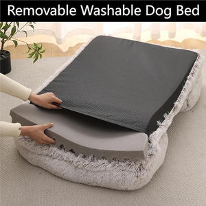 Groothandel Op Maat Grijs Pluche Orthopedisch Kalmerend Kauwbestendig <span class=keywords><strong>Ortho</strong></span> Rechthoek Hondenbed Traagschuim Diepe Slaap Grote Hond Bedmat - Product Image 2