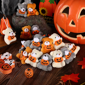 Halloween Stuffed Animal Mini <strong>Pumpkin</strong> <strong>Teddy</strong> Bear Plush Toys with Hanging Rope Party Decoration Small Bear Soft Doll - Product Image 4