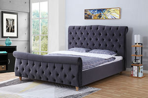 Willsoon <span class=keywords><strong>letto</strong></span> <span class=keywords><strong>matrimoniale</strong></span> Design moderno slitta ciuffata testiera schiacciare <span class=keywords><strong>tessuto</strong></span> velluto imbottito struttura in legno cinese fatto per la casa - Product Image 4