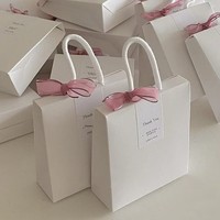 Sac en papier vide biodégradable avec poignée, style coréen, pour biscuits croustillants flocon de neige, emballage alimentaire, sac cadeau, nougat blanc, caramel