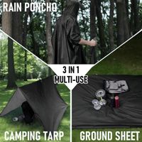 Poncho de pluie réutilisable carré simple imperméable bleu marine en plastique épais personnalisé avec logo de marque D5793 et sac de rangement