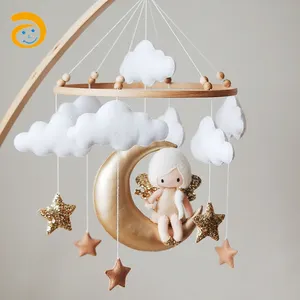 Juguete móvil de fieltro de animales salvajes para bebé, cuna móvil colgante con forma de León, nube, Luna, decoración para habitación de bebé - Product Image 6