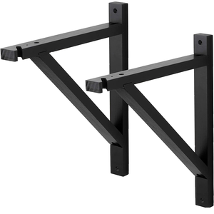 Supports muraux en métal noir robustes pour étagères flottantes, paires de supports triangulaires, supports en L industriels - Product Image 1