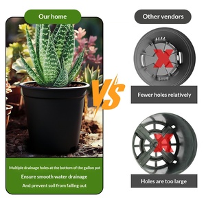 Pot de fleurs <span class=keywords><strong>en</strong></span> plastique respirant épaissi DaringFish Black Gallon Pastoral Design pour orchidées, dendrobiums, pivoines, épipremnus et roses - Product Image 4