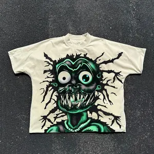 T-shirt a maniche corte con logo personalizzato di fabbrica 100% t-shirt raglan con grafica in cotone pesante con taglio squadrato da uomo
