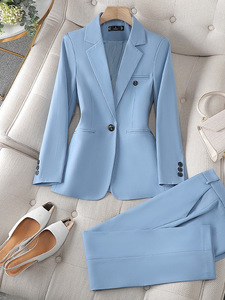 Ensemble tailleur pantalon et veste pour femme, tailles S-4XL, respirant, en viscose/polyester, avec détails boutonnés, idéal pour le bureau et les déplacements professionnels. - Product Image 4